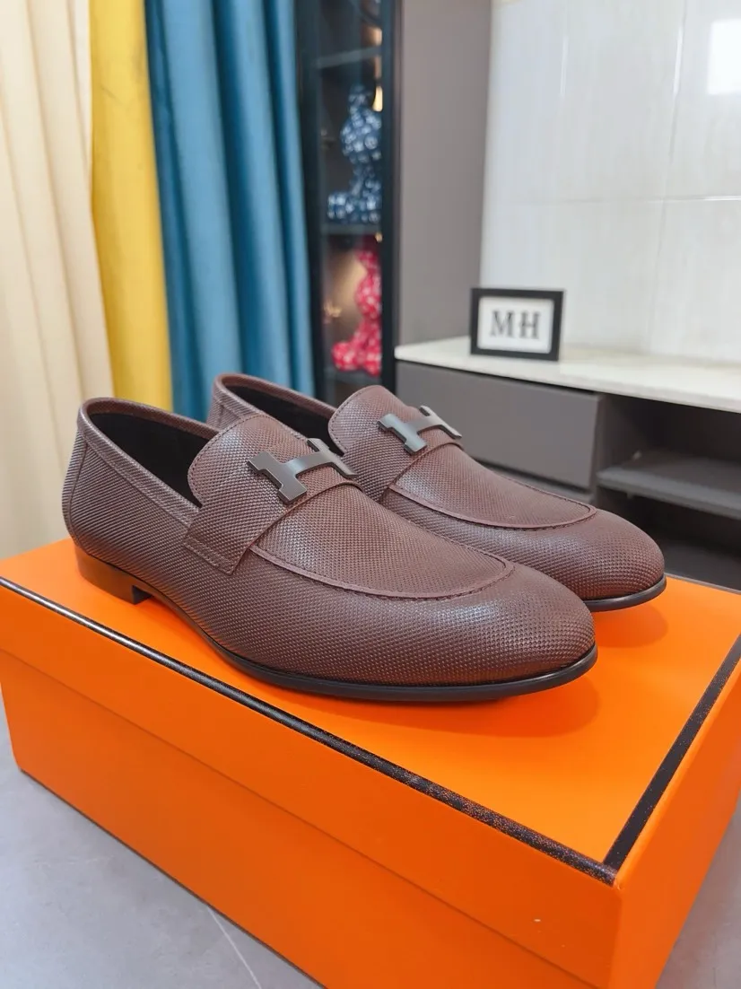 Men's shoes 💰560🌹🌹Niuli "HERMES" Hermès business leather shoes, original factory configuration, original imported cowhide upper + luxury hardware logo + fully imported original customized cowhide lining, sole: rubber wear-resistant outsole, difficult craftsmanship, original factory follow-up goods, 🔍🔍high quality code number: 38-44 45 can be customized